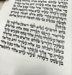 ספר תורה מהודר בכתב ספרדי – קלף כתוב ביד