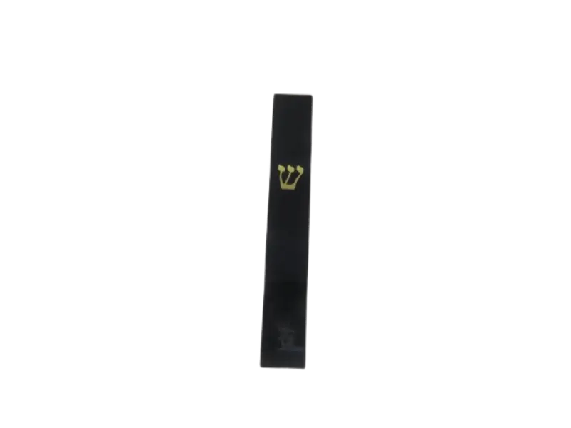 בית מזוזה שחור חלק עם אות שין מוזהבת