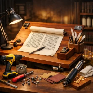 שולחן סופר סת"ם יד שנייה מעץ בשיפוץ וחידוש